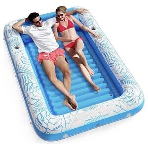 XXL Inflatable Tanning Pool Lounger - 4 in 1 Sunbathing Float Raft
